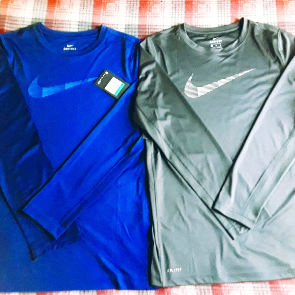 2 NWT boys Nike dri fit longsleeve tees(xl)